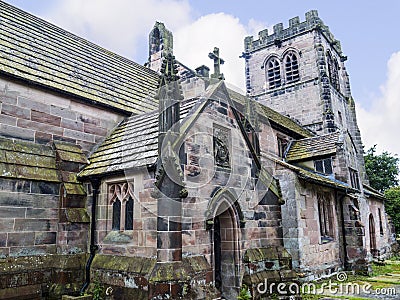 Elizabethan Schoolhouse by St Maryâ€™s Parish Church in Nether Alderley Cheshire. Editorial Stock Photo